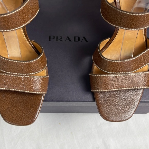 Prada Authentic Wicker Block Heel Ankle Strap Sandals - Picture 11 of 15